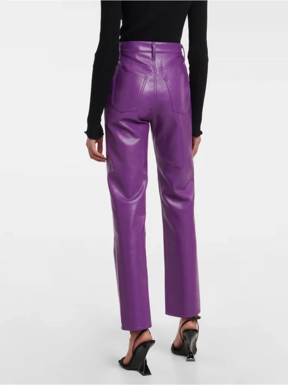 Agolde Purple Recycled Leather Straight-Leg Pants